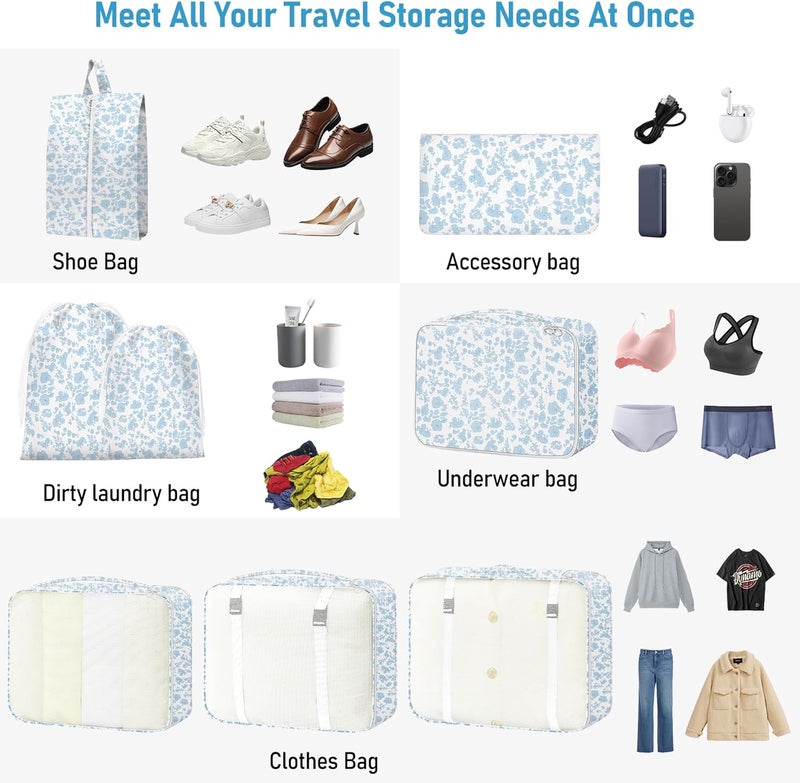 YEEYAA Packing Cubes for Travel - 8 Set Luggage Organizer Bags for Family, Mesh Breathable Packing Cubes for Suitcases Durable Travel Essentials Bags Set - Image 3